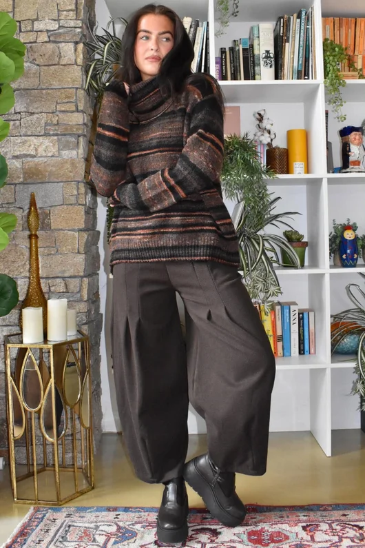 Braemar Stripey Knit Chocolate